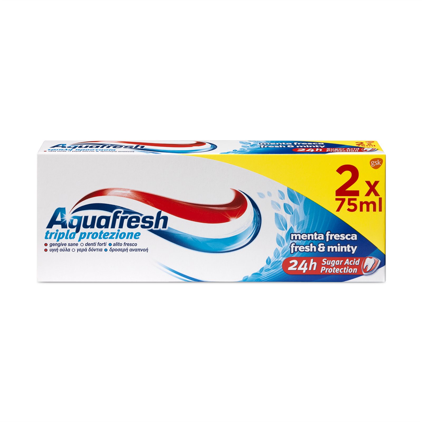 AQUAFRESH Οδοντόκρεμα Fresh & Minty 2x75ml ΣΚΛΑΒΕΝΙΤΗΣ