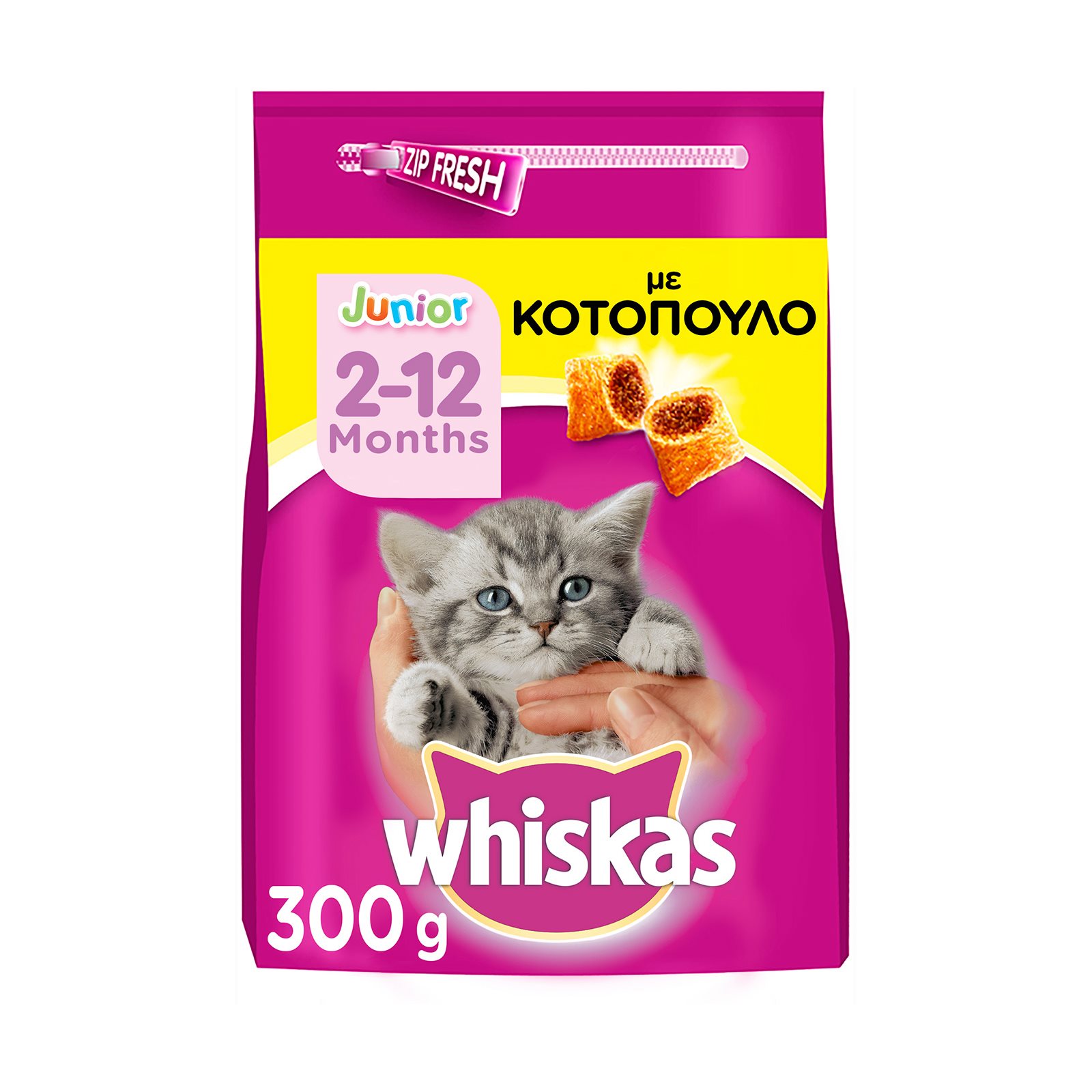 WHISKAS Ξηρά Τροφή Junior 212μηνών Κροκέτες Γεμιστές με Κοτόπουλο